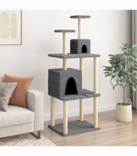 vidaXL Cat Tree with Sisal Scratching Posts Dark Grey 167 cm