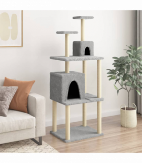 vidaXL Cat Tree with Sisal Scratching Posts Light Grey 167 cm