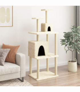 vidaXL Cat Tree with Sisal Scratching Posts Cream 167 cm