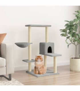 vidaXL Cat Tree with Sisal Scratching Posts Light Grey 95 cm