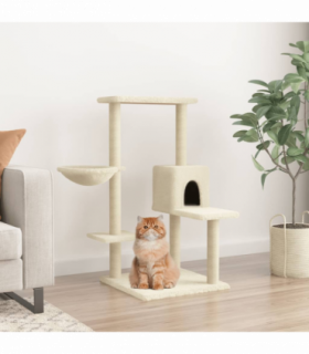 vidaXL Cat Tree with Sisal Scratching Posts Cream 95 cm