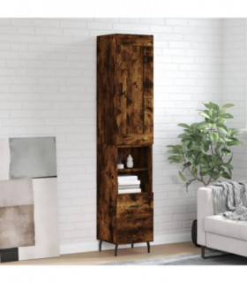 vidaXL Highboard Smoked Oak 34.5x34x180 cm Engineered Wood