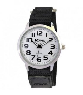 Watch White 40mm Sports Bold Arabic Dial Velcro Strap Quartz Movement.