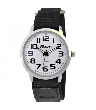 Watch White 40mm Sports Bold Arabic Dial Velcro Strap Quartz Movement.