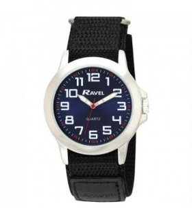 Watch Ravel Men Sports Case Arabic Dial Velcro Strap Blue 40mm Easy Read Hands