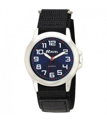 Watch Ravel Men Sports Case Arabic Dial Velcro Strap Blue 40mm Easy Read Hands