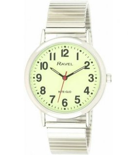 Ravel Mens Glow in The Dark Luminous Dial Watch - Stainless Steel Expander Bracelet R.GLEX.01