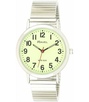 Ravel Mens Glow in The Dark Luminous Dial Watch - Stainless Steel Expander Bracelet R.GLEX.01