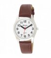 Wristwatches Faux Leather Brown / Silver Tone 31mm Easy Read Dial Ladies Watch