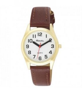 Watch Ladies Classic Strap Brown Gold Elegant Everyday Wear Sophisticated 8.23"
