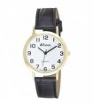 Quartz Watch Black 36mm Gold Tone Case Leather Strap Singapore Movement