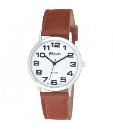 Men's Classic Strap Watch Tan 36mm Arabic Dial Faux Leather Quartz Movement