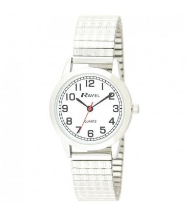 Watch Ravel Women's Bold Number White Dial Expander Bracelet 9.53 cm White