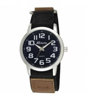 Watch Velcro Strap Sports Case Arabic Dial 40mm Black Stainless Steel