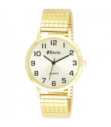 Ravel Mens Basic Slimline Soft Comfort Fit Expander Bracelet Wrist Watch R0201.11.1s