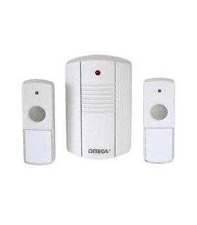 Omega Twin Bell Button Cordless Portable Door Chime Set Upto 75m Range- 17630