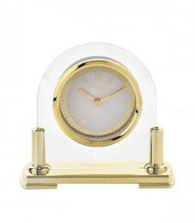 Mantel Clock 2 Tone Dial Gold Stand Plastic Glass Modern Semi-Circle 15x5x15cm