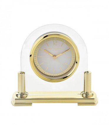 Mantel Clock 2 Tone Dial Gold Stand Plastic Glass Modern Semi-Circle 15x5x15cm