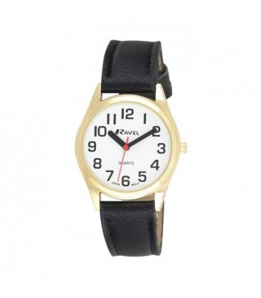Wristwatches Ravel Ladies Classic Strap Watch Black / Gold 27mm Brass Black