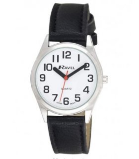 Watch Silver 27mm Bold Easy Read Dial Black Strap Quartz Buckle Glass White