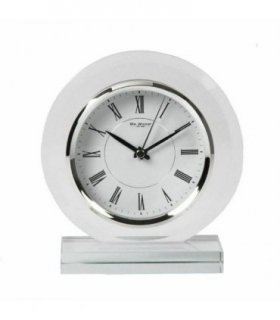 Desk, Mantel & Carriage Clock Glass White 18 x 17 x 7.5 cm William Widdop