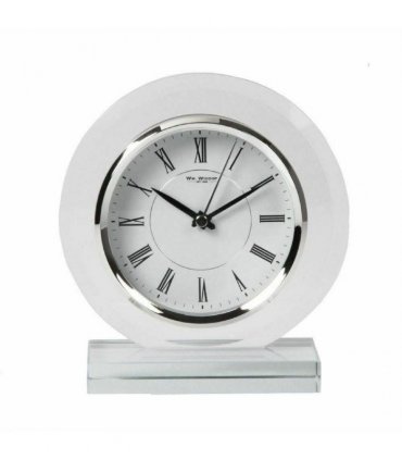 Desk, Mantel & Carriage Clock Glass White 18 x 17 x 7.5 cm William Widdop