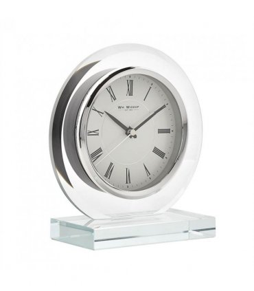 Desk, Mantel & Carriage Clock Glass White 18 x 17 x 7.5 cm William Widdop