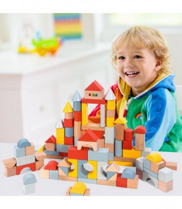 Wooden Neutral Coloured 25 cm x 18 cm Building Blocks Toy 100 pcs