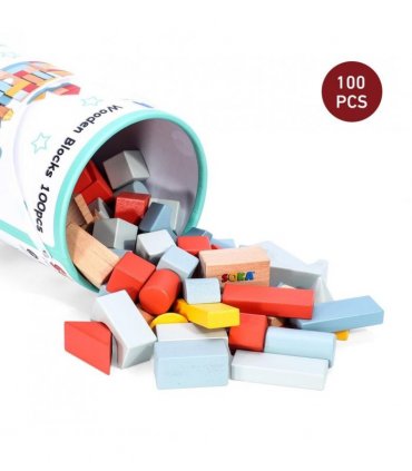 Wooden Neutral Coloured 25 cm x 18 cm Building Blocks Toy 100 pcs