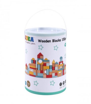 Wooden Neutral Coloured 25 cm x 18 cm Building Blocks Toy 100 pcs