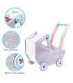 Wood Doll Pram with Bedding Encourages Role-Play and Imagination for Kids