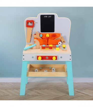 Wooden Carpenter Workshop Builder Craft Tools Playset 3+ for Role-Playing Kids
