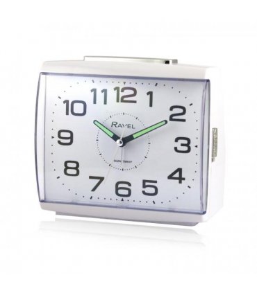 Alarm Clock White Large Square Retro Bedside Quartz Beep Crescendo 12.13x18.63cm