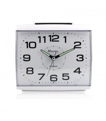 Alarm Clock White Large Square Retro Bedside Quartz Beep Crescendo 12.13x18.63cm