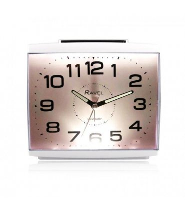 Alarm Clock White Large Square Retro Bedside Quartz Beep Crescendo 12.13x18.63cm