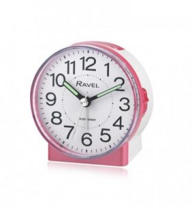Alarm Clock Pink Ravel Round Mid-Sized Bedside Quartz Easy Read Luminous Hands