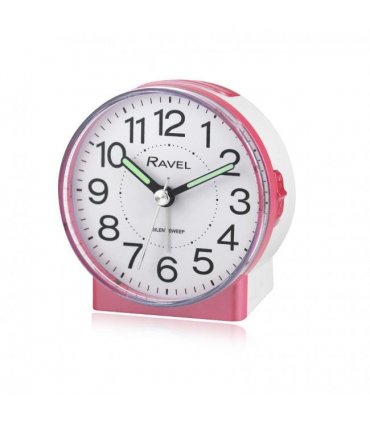 Alarm Clock Pink Ravel Round Mid-Sized Bedside Quartz Easy Read Luminous Hands