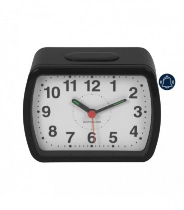 Wm.Widdop Qtz Alarm Clock Bell Oblong Blk/Green Dial 5184B