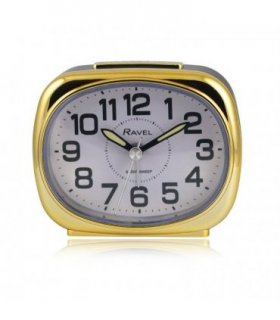Alarm Clock Small 9.53 cm Black/Gold Pillow Shape Luminous Hands Beep Crescendo