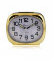 Alarm Clock Small 9.53 cm Black/Gold Pillow Shape Luminous Hands Beep Crescendo