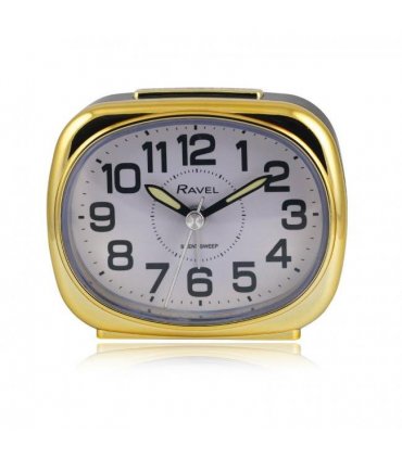 Alarm Clock Small 9.53 cm Black/Gold Pillow Shape Luminous Hands Beep Crescendo