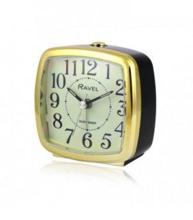 Ravel Retro Styled Small Size Bedside Quartz Alarm Clock - Black / Gold RC041.32