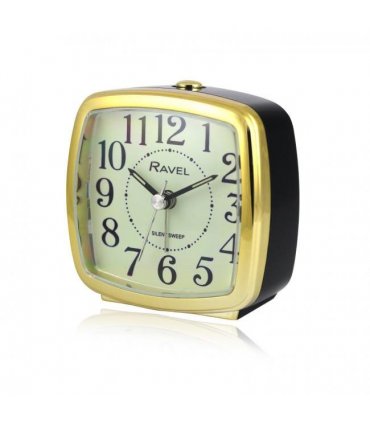 Ravel Retro Styled Small Size Bedside Quartz Alarm Clock - Black / Gold RC041.32