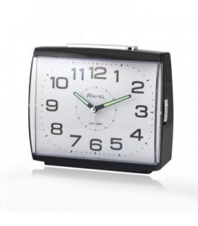 Alarm Clock Black Large Square Retro Bedside Quartz Clear Dial Luminous Hands