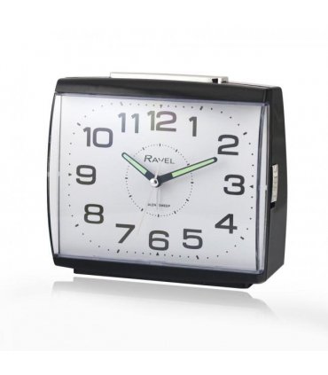 Alarm Clock Black Large Square Retro Bedside Quartz Clear Dial Luminous Hands