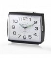 Alarm Clock Black Large Square Retro Bedside Quartz Clear Dial Luminous Hands