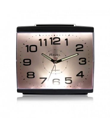 Alarm Clock Black Large Square Retro Bedside Quartz Clear Dial Luminous Hands