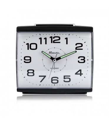 Alarm Clock Black Large Square Retro Bedside Quartz Clear Dial Luminous Hands