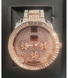 NY LONDON GENTS BLING WATCH PI-7498 ROSE-SILVER
