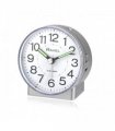 Alarm Clock Ravel Round Mid Sized Bedside Quartz Silver Beep Crescendo Function